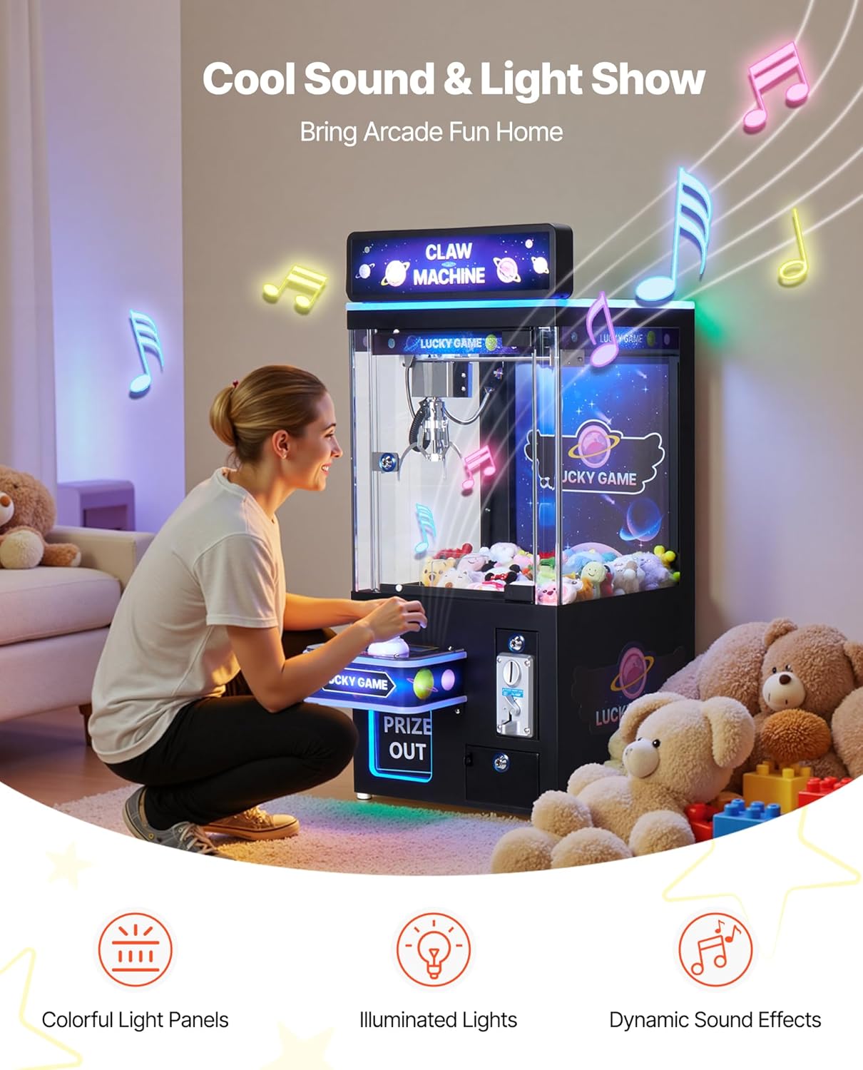 VEVOR クローカレーンマシン、ライトとサウンド付き中型ア - Claw Crane Machine のレビューと価格